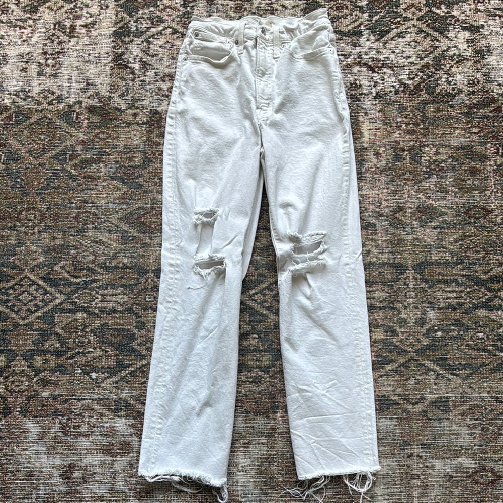 Women's Distressed Madewell White Jeans